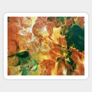 Orange and Green Floral Abstract Sticker